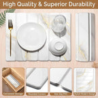Small Stone Dish Drying Mat for Kitchen Counter, 15.7"×12" & 8"x4" Quick Dry Stone Mats, Foldable Water Absorbing Diatomaceous Earth Drying Dish Pad for Countertop Bottles Utensils Cup(Gold White)