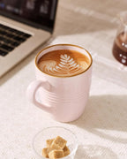 famiware Jupiter Coffee Mugs Set of 4, 13 oz Coffee Mug, Microwave and Dishwasher Safe, Coffee Cups with Handle for Coffee, Tea, Cocoa, Milk, Light Pink