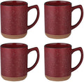 Red Diner Coffee Mugs Set of 4,11 Oz Ceramic Espresso Cups Set with Handle Cup with Speckled for Children Boys Girls Women Men Gifts Microwave & Dishwasher Safe