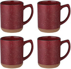 Red Diner Coffee Mugs Set of 4,11 Oz Ceramic Espresso Cups Set with Handle Cup with Speckled for Children Boys Girls Women Men Gifts Microwave & Dishwasher Safe