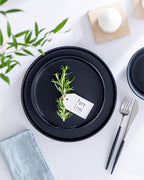 24 Piece Black Dinnerware Set for 8 | Matte Black Plates and Bowls Sets, Modern Stoneware Black Dishes Set | Scratch Resistant, Dishwasher & Microwave Safe | Matte Black Finish Ultra-Chic & Modern