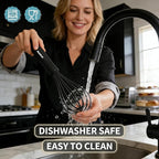 Anaeat Kitchen Whisk Set of 5, Perfect for Non-Stick Cookware, Egg Beater Milk Blender for Whisking, Cooking, Baking - 5"+7" Mini Wire Whisk and 9''+11''+12'' Silicone Balloon Whisks (Black)