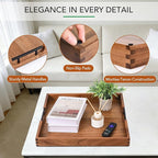 Joy&Grace Ottoman Tray for Living Room, Large Acacia Wooden Serving Tray with Handles for Coffee Table, Breakfast in Bed, Food Dinner, Decorative Tray (Color Natural, 20" x 20" x 2")