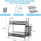 LEMIKKLE 2-Tier Bathroom Countertop Organizer,Skincare, Makeup Countertop Organizers, Kitchen, Bathroom Counter Storage with Small Basket (Black)