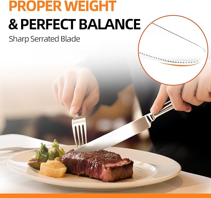 Silverware set for 8,40 Pieces Premium Stainless Steel Silverware set,Mirror Polished Cutlery Set,Flatware Set for 8,Dishwasher Safe,Luster Series