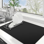 WISELIFE Dish Drying Mat Super Absorbent Drying Mat Large Dish Drying Mats for Kitchen Counter Easy Clean Dish Mat Kitchen Drying Mat16"x 24" Classic Black