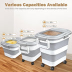 Rice Storage Container, Collapsible Airtight Food Storage Containers 6-20 Lbs, Rice Dispenser Bin with Cup and Scoop for Flour Cereal Pasta Grain, Cat Bird Pet Dog Food Storage Container