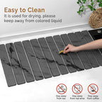 Extra Large Stone Dish Drying Mat for Kitchen Counter, Quick Dry Stone Dishes Mats, Foldable Water Absorbing Diatomaceous Drying Pad for Countertop Bottles Utensils Cups Bathroom(Dark Gray 32"×16"）