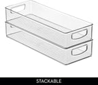 iDesign Slim Extra Long Clear Storage Bin, Narrow Stackable Organizer for Kitchen or Pantry, 2-Pack