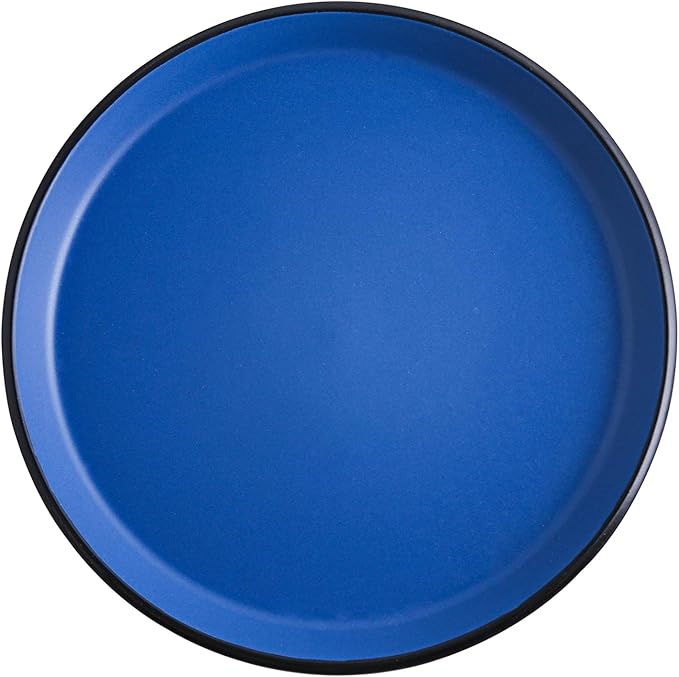 Stone Lain Albie Stoneware 16-Piece Modern Dinnerware Set, Kitchen Plates and Bowls Sets, Service for 4, Blue and Black, Microwave & Dishwasher Safe