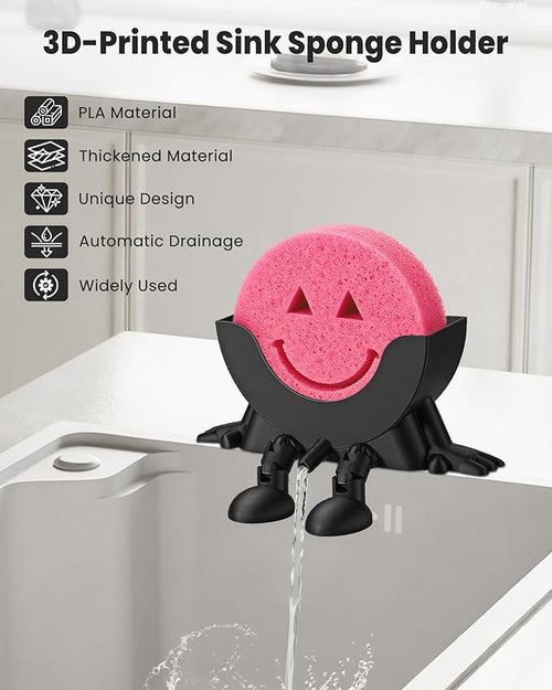 3D Printed Sponge Holder for Kitchen, Funny Sponge Holder, Drainable Scrub Stand Sponge Caddy, Cute Drying Rack Accessories for Kitchen Sink, Keeps Sink Dry and Organized
