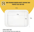 R-kay 3 Pack White Plastic Serving Trays for Party - Rectangular, 8 by 11 in, Heavy Duty Dessert Trays for Food