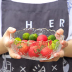 TOSSOW Glass Salad Bowl Irregular Shape Serving Bowls, 25 oz Pyrex Mixing Bowls for Kitchen Prep, Fruit, Snack, Dessert, and Candy Dishes or Nut Bowls(Transparent)