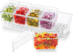 Lifewit Ice Chilled Condiment Caddy with 5 Containers, Condiment Server with Separate Lid, Serving Tray Platter with Removable Dishes for Bar Fruit Salad Taco Party Garnish, 39 x13cm/15x5