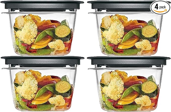 Rubber Maid Premier Bundle, 2 Cup Premier Flex & Seal Food Storage Set, 4 Tritan Containers, 4 Grey Flex and Seal Lids, 8 Piece Bundle Set