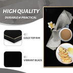 MAONAME Decorative Tray, Black Serving Tray with Handles, Coffee Table Trays, Square Plastic Trays for Ottoman, Bathroom, Kitchen, 13" x 13" x 1.57"