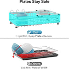 GSlife Large Capacity Expandable Dish Drying Rack with Absorbent Mat, 2-Piece Stainless Steel Dish Drainer Set for Counter with Removable Over Sink Rack, Family Size 15" W x 16.5"-21.5" L, Silver