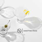 JoyJolt Afina Stemless Martini Glasses Set of 6, 8.5oz Liquor Drinking Glasses for Cocktail and Margarita, Bar Glass Cups, Glass Dessert Cups
