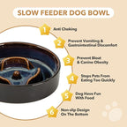 Havniva Ceramic 0.9 Cup Dog Bowl Slow Feeder for Small Dog and Cat, 6.1inch Pet Slow Dish, Stop Bloat, Preventing Choking(Single Bowl, Starry Sky)