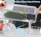 14-Pack Clear Fridge Organizer Bins with Lids, Stackable Refrigerator Storage Containers, BPA-Free with Drain Tray & Anti-Slip Base for Fruits, Veggies, Drinks
