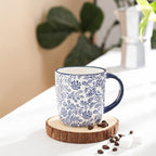 Selamica 10 oz Coffee Mugs Set of 6 with Handle, Coffee Cups Ceramic for Cappuccino Latte Cocoa Milk Tea, Dishwasher Microwave Safe, Vintage Blue