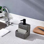 zccz Soap Dispenser with Sponge Holder, Liquid Hand and Dish Soap Dispenser Pump Bottle and Sponge Holder 2 in 1 for Kitchen Sink Bathroom Counter Storage and Organization Black Marble Look