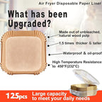 Air Fryer Liners Disposable 9 Inch, 9 inch Air Fryer Liners 125 Pcs Large Square Air Fryer Paper Liners for 5QT 6qt 8QT Air Fryer, Non-stick Parchment Paper for Frying, Baking