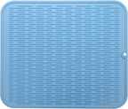 MicoYang Silicone Dish Drying Mat for Multiple Usage,Easy clean,Eco-friendly,Heat-resistant Silicone Mat for Kitchen Counter or Sink,Refrigerator or Drawer Liner Light Blue 2XL 24 inches x 18 inches