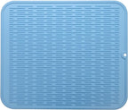 MicoYang Silicone Dish Drying Mat for Multiple Usage,Easy clean,Eco-friendly,Heat-resistant Silicone Mat for Kitchen Counter or Sink,Refrigerator or Drawer Liner Light Blue XL 18 inches x 16 inches