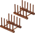 HBlife 2pcs Teak Dish Plate Bowl Cup Book Pot Lid Cutting Board Drying Rack Stand Drainer Storage Holder Organizer Kitchen Cabinet（Keep Dry）