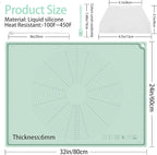 Silicone Baking Mat 32" x 24", Extra Thick Non-stick Pastry Mat with Measurements and Edge Heightening, Food Grade Silicone for Countertop Dough Rolling (With Dough Scraper/Pastry Brush/Cable Tie)
