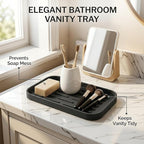 Silicone Organizer Tray, Soap and Sponge Holder for Kitchen Sink, Bathroom - Storage Tray for Dish Brush, Soap Dispenser, Dishwashing Accessories-(Black 1 Pack, 10"x5.3")