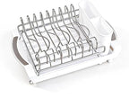 Dish Drying Rack Compact Expandable - A Space-Saving, Stainless Steel, Rust-Resistant Dish Drainer for Kitchen and Apartment Countertops/Sink Cabinets, Extendable from 11.42 to 19.9 inches (White)