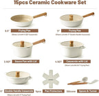 SENSARTE Ceramic Nonstick Cookware Set Non-toxic Healthy Pots and Pans Set Ceramic Coated Kitchen Cooking Set, Free of Intentionally Added PFAS/PTFE, Dishwasher&Oven Safe, Induction Compatible, 15pcs