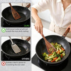 Wooden Cooking Utensils Set, Acacia Wood Wooden Spoons for Cooking with Thumb Rest, Ergonomic Curved Handle, Smooth Finish, Nonstick Safe, Gift Ready