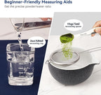 Matcha Whisk Set, 10-Pcs Matcha Kit Gift, Bamboo Whisk and Bowl with Spout & Measuring Spoon & Cup, Japanese Tea Making Tools, Charcoal Grey