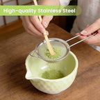 Matcha Whisk Set 8Pcs, Ceramic Japanese Tea Handmade Bowl Kit, Ombre Dimpled, Ceremony Starter Making Gifts, Complete Fellow Matcha Tools Accessories with Spout Spoon Chasen Holder Sifter Tea Cloth