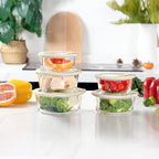 Urban Green Glass Food Storage Containers with Glass Lids, Microwave Safe Food Container Set, Aitight Meal Prep Container Set, LeakProof, 100% Plastic Free, 5 Pack