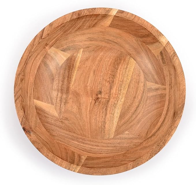Samhita Acacia Wood Serving Bowl, Fruit Bowl, Friendly and Perfect for Salad, Vegetables and Fruit,Single Salad Bowl (10" x 10" x 3")