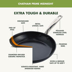 GreenPan Chatham Prime Midnight 8" and 10" Frying Pan Set, Hard Anodized Ceramic Nonstick, PFAS-Free, Dishwasher Safe, Oven Safe, Healthy Cooking Skillet for Eggs and Omelets, Black