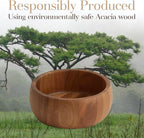 Woodard & Charles Acacia Wood Large Individual Salad Bowl, Snack Serving Bowl, 6 1/2" x 2 1/2"