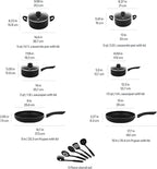 Amazon Basics Ceramic Non-Stick Cookware 15-Piece Set, Pots, Pans and Utensils, Black