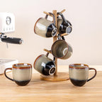 theterra Ceramic Coffee Mugs Set of 6, 12oz Handmade Coffee Cups with Handle for Latte, Tea, Milk, Beer, Hot Cocoa, Coca Mocha
