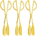 3PCS 9.8-Inch Stainless Steel Salad Tongs for Serving Heavy Duty Serving Tongs for Home Parties, Weddings, Buffets, Barbecues, Kitchen Utensils for Cake, Steak, Salad and More (3, Gold)