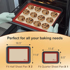 HOTEC Silicone Baking Mats 3 Pack – Thickened Non-Stick Reusable Silicone Baking Sheets for Oven – Cookie & Macaron Mats – 2 Half Sheet + 1 Quarter Sheet – BPA-Free, Dishwasher Safe