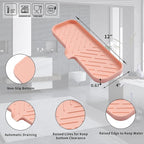 MicoYang Silicone Bathroom Soap Dishes with Drain Spout-Bathroom and Kitchen Sink Organizer,Sponge Holder,Dish Soap Tray,Perfect for Dispenser,Scrubber,Bottle,Cup on Sink or Counter-Pink 12"×4"
