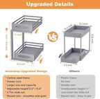 Under Sink Organizer, 2 Tier Under Sink Organizers and Storage, Adjustable Height, Slide out Metal Cabinet Organizers, Pull out Cabinet Storage Drawer Shelf for Kitchen Bathroom (Gray, 2 Pack)