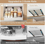 Pull out Cabinet Organizer,Width (14"-21") and Depth (17"-24") Expandable With 3 Rails,No Drill Adjustable Slide out Drawers for Kitchen,Pantry,Adhesive Roll out Shelves,for Cabinets Without Lip,White