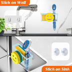 MURLONG Sponge Holder Smiley Face,Sink Caddy for Kitchen Sink,Sponge Holder with 2 PCS Suction Cups/1 PCS Adhesive Strips,Designed for Sponge,Soap,Dish Brush,Scrubber-Blue
