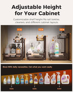 Sevenblue 3 Pack Under Sink Organizer, Multi-Purpose 2 Tier Pull-Out Metal Under Kitchen Sink Organizer, Height Adjustable Storage Shelves for Kitchen Bathroom Cabinet (Brown)